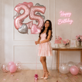 Number 25 Rose Gold Balloon Bouquet with Heart Foil Balloons 8-pk
