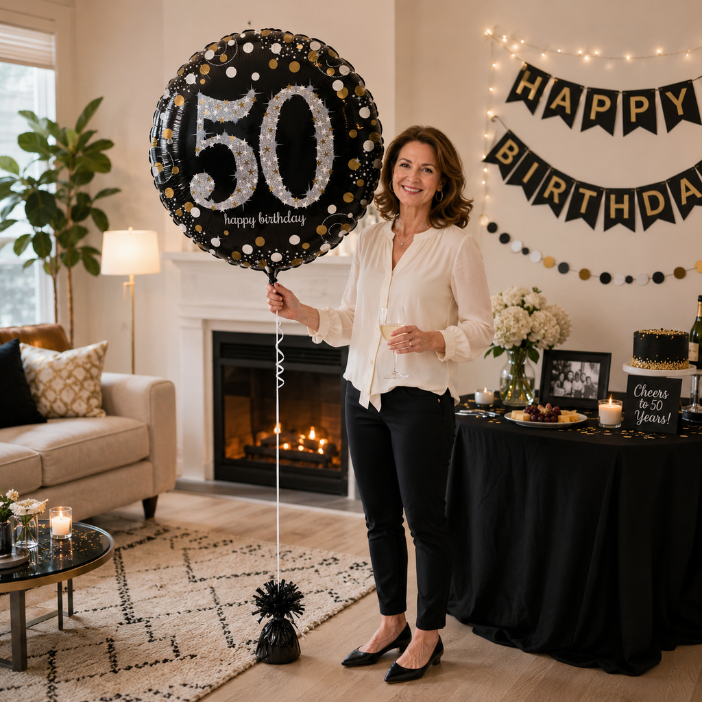Sparkling Celebration 50 Round Satin Foil Balloon 18-in