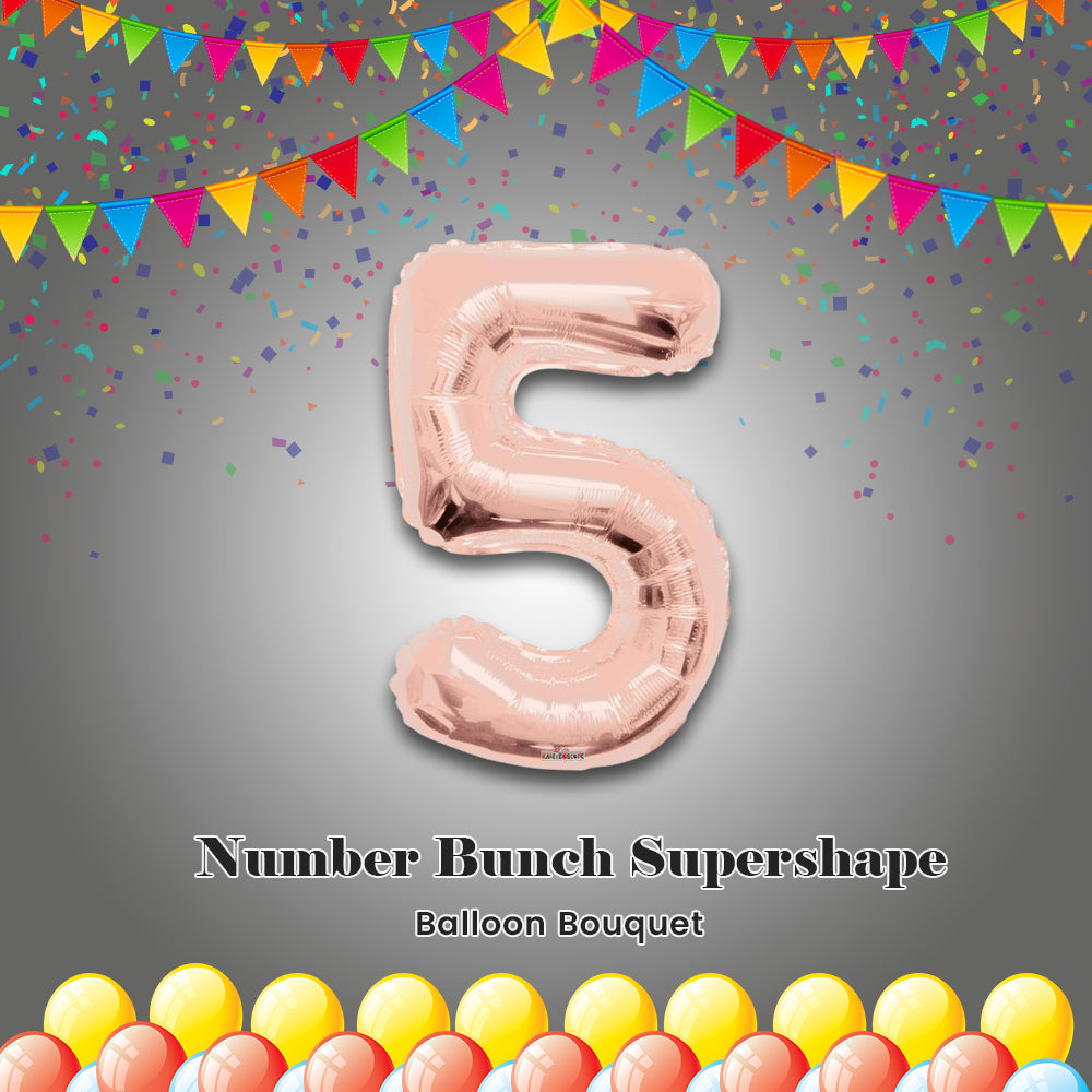 Number Bunch Supershape 2-0-2-5 Balloon Bouquet 34-in 4-pk