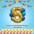 Number 5 Gold Balloon Bouquet with Latex Balloons 7-pk