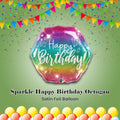 Sparkle Happy Birthday Octogan Satin Foil Balloon 22-in