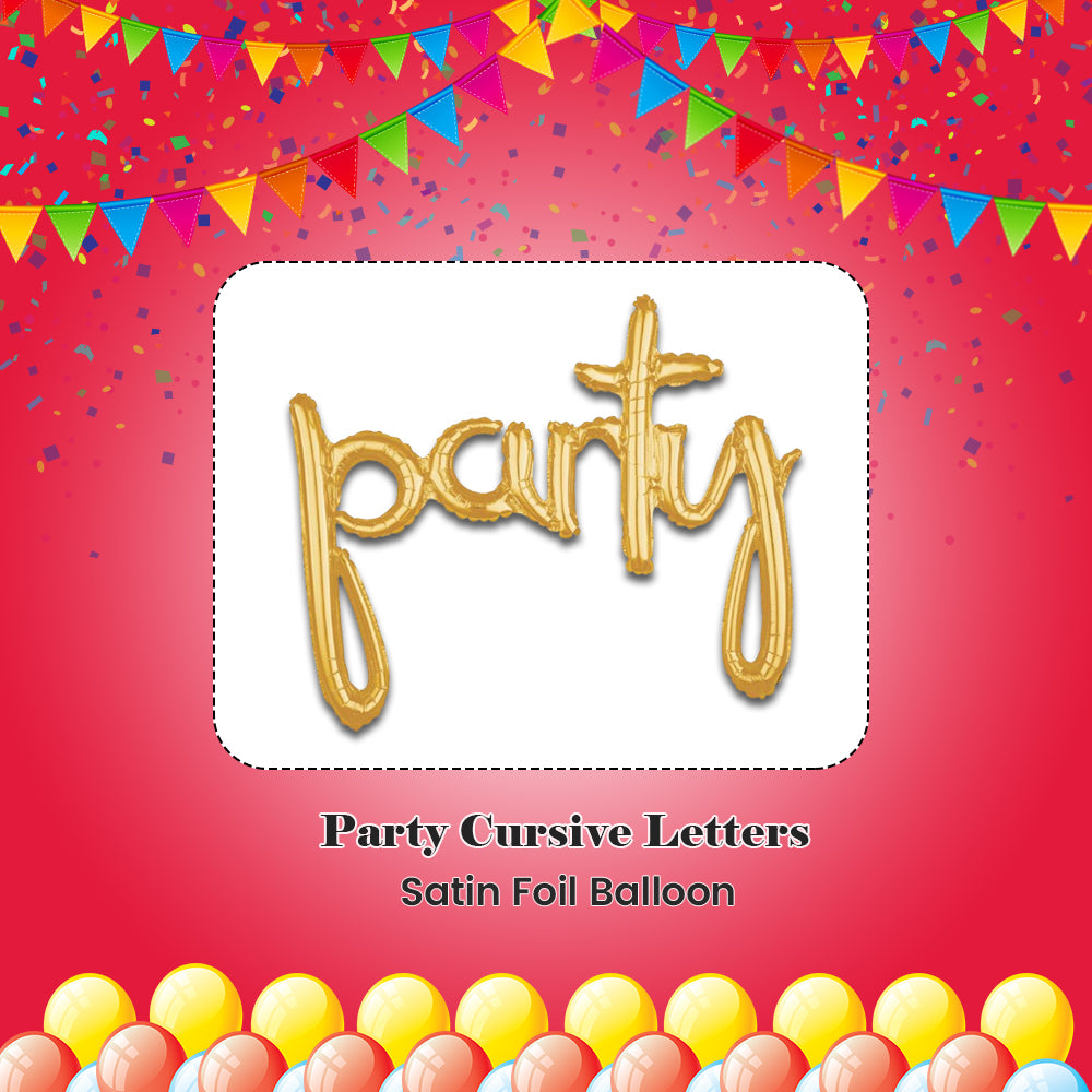 Party Cursive Letters Satin Foil Balloon 39x31-in