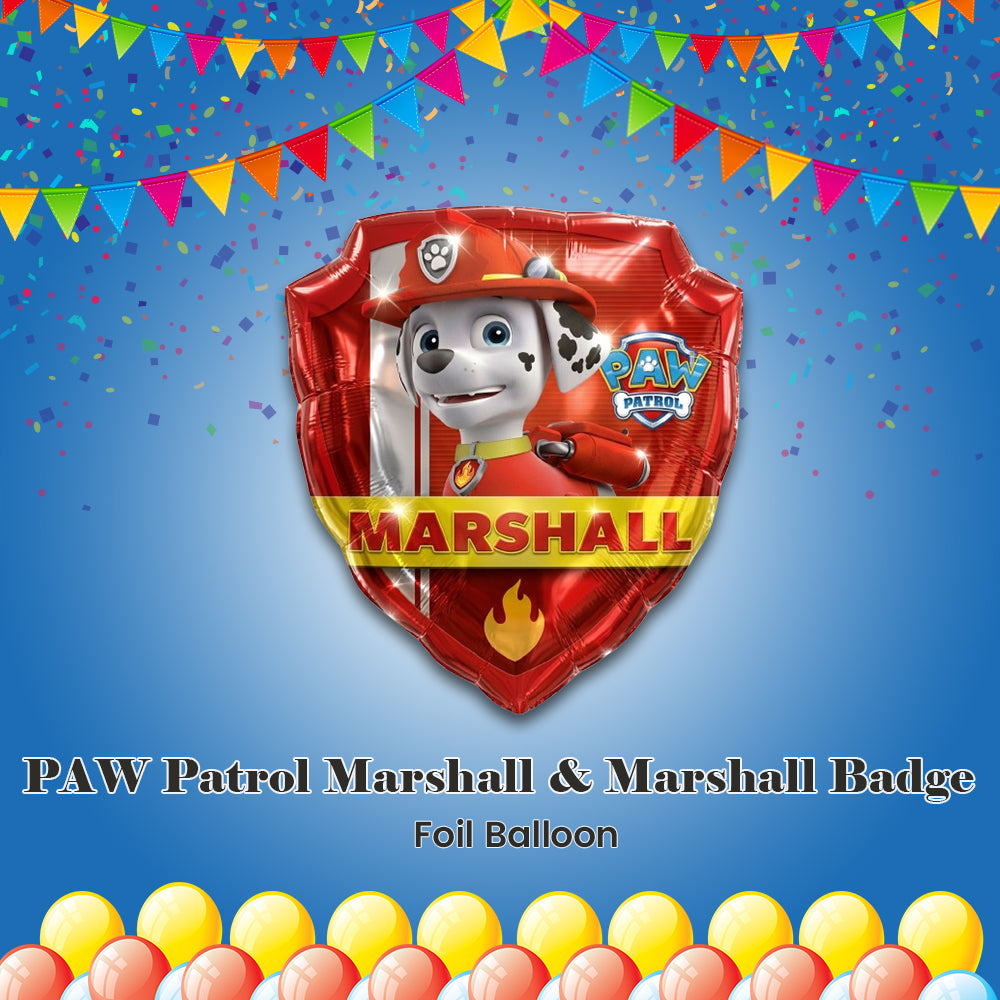 Nickelodeon PAW Patrol Marshall & Marshall Badge Satin Foil Balloon 27-in