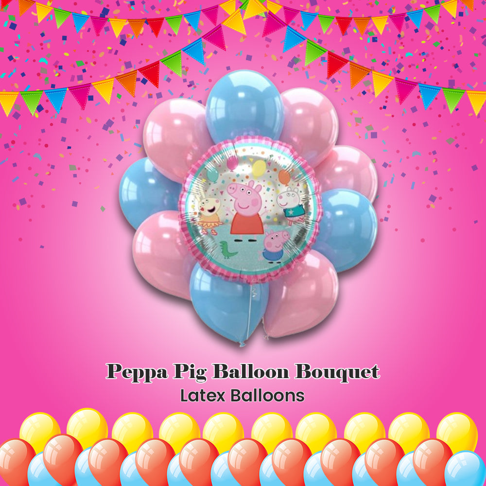 Peppa Pig Balloon Bouquet with Latex Balloons 10-pk