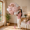 Happy Birthday Blush Balloon Bouquet with Heart Foil Balloons 9-pk