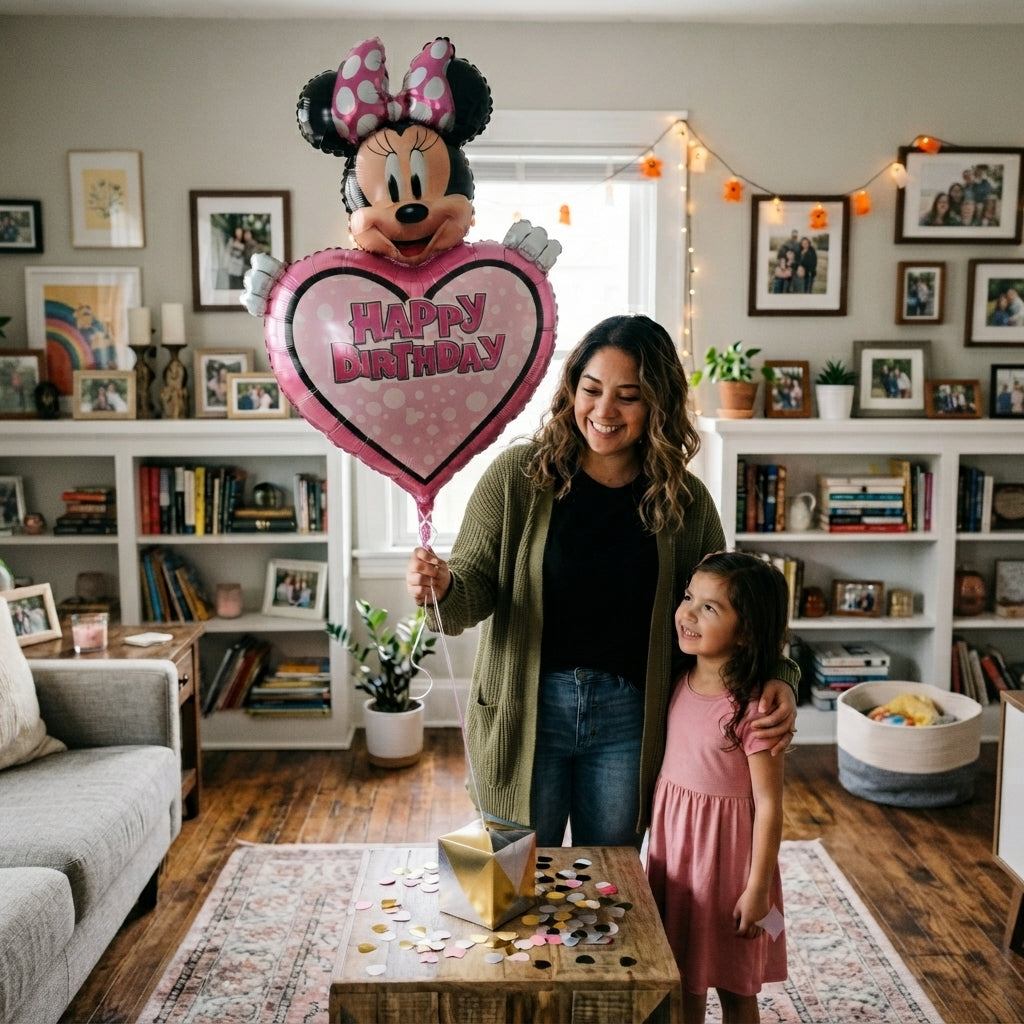 Disney Minnie Mouse Happy Birthday Heart Satin Personalized Foil Balloon 33-in