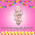 Blush Birthday Happy Bday Round/Orbz Satin Foil Balloon Bouquet 7-pk