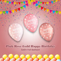 Pink Rose Gold Happy Birthday Latex Balloon Pack 11-in 15-pk