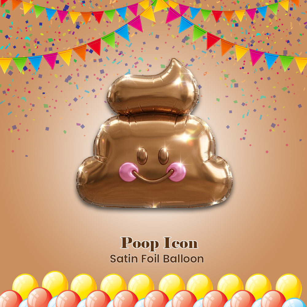 Poop Icon Satin Foil Balloon 25-in