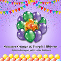 Summer Orange & Purple Hibiscus Balloon Bouquet with Latex Balloons 10-pk