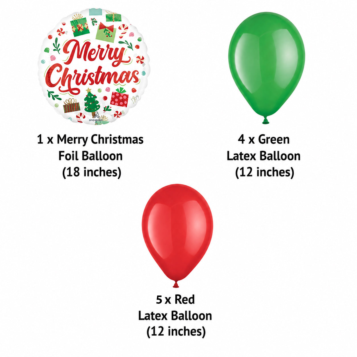 Merry Christmas Santa Presents Balloon Bouquet with Latex Balloons 10-pk