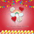 Retro Rainbow Happy Birthday Rainbow/Heart Satin Foil Balloon Bouquet 5-pk