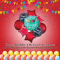 Happy Birthday A Reason to Celebrate Jumbo Balloon Bouquet with Star and Round Foil Balloons 9-pk