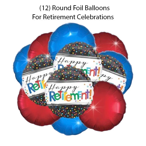 Happy Retirement Round Polka Dot Satin Foil Balloon 12-pk