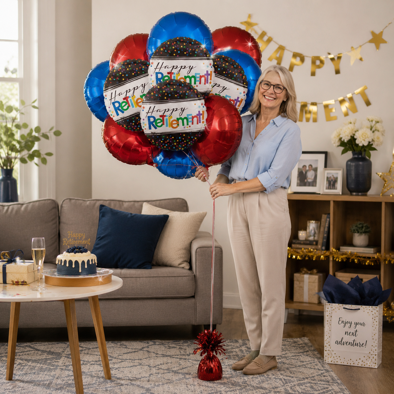 Happy Retirement Round Polka Dot Satin Foil Balloon 12-pk