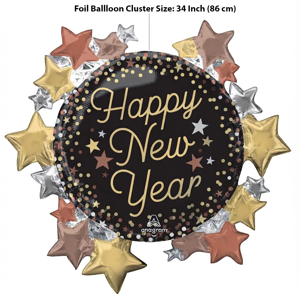 Anagram Happy New Year Stars Luxe Supershape Balloon 30-in