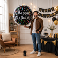 Happy Birthday Round Satin Foil Balloon 17.5-in