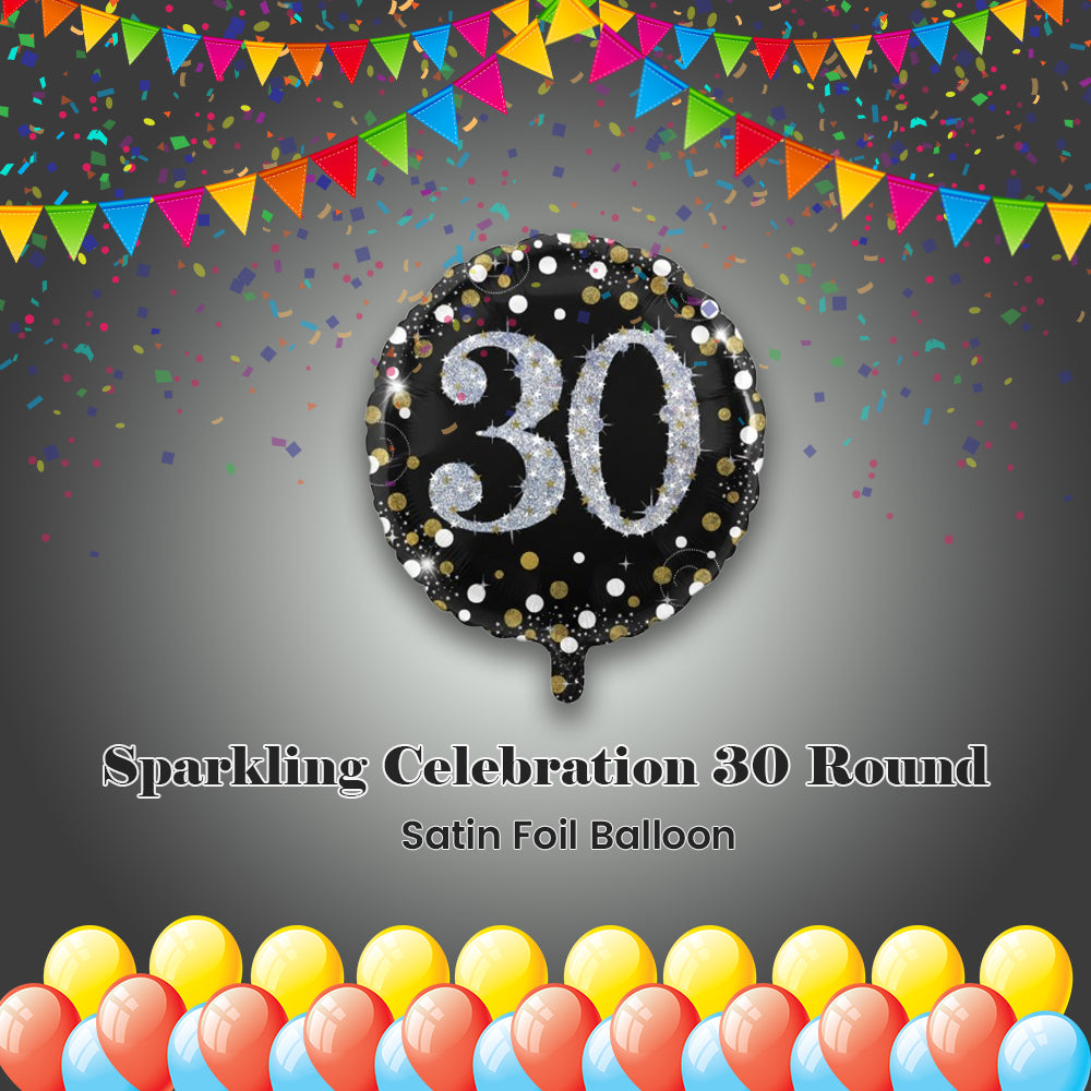 Sparkling Celebration 30 Round Satin Foil Balloon 18-in