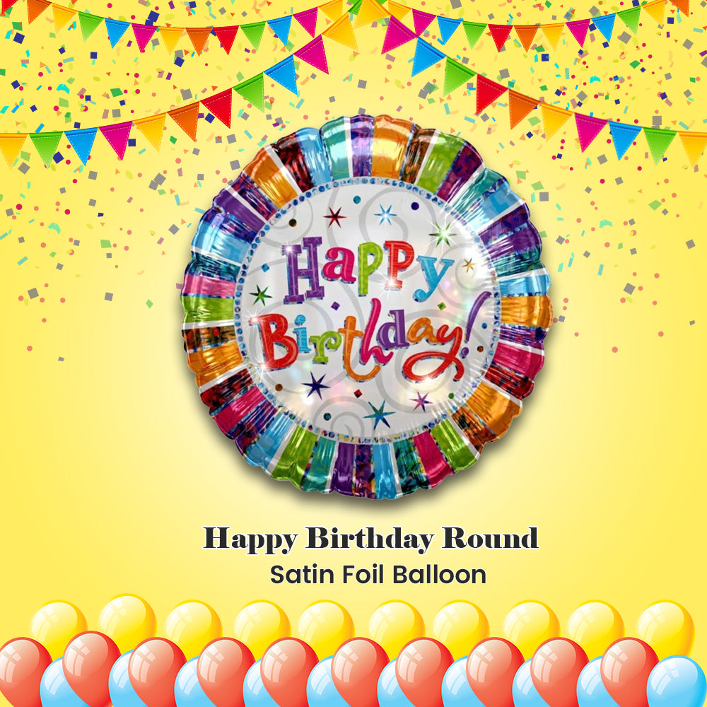 Happy Birthday Round Satin Foil Balloon 36-in