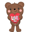 Love You Teddy Bear Satin Foil Balloon 30-in