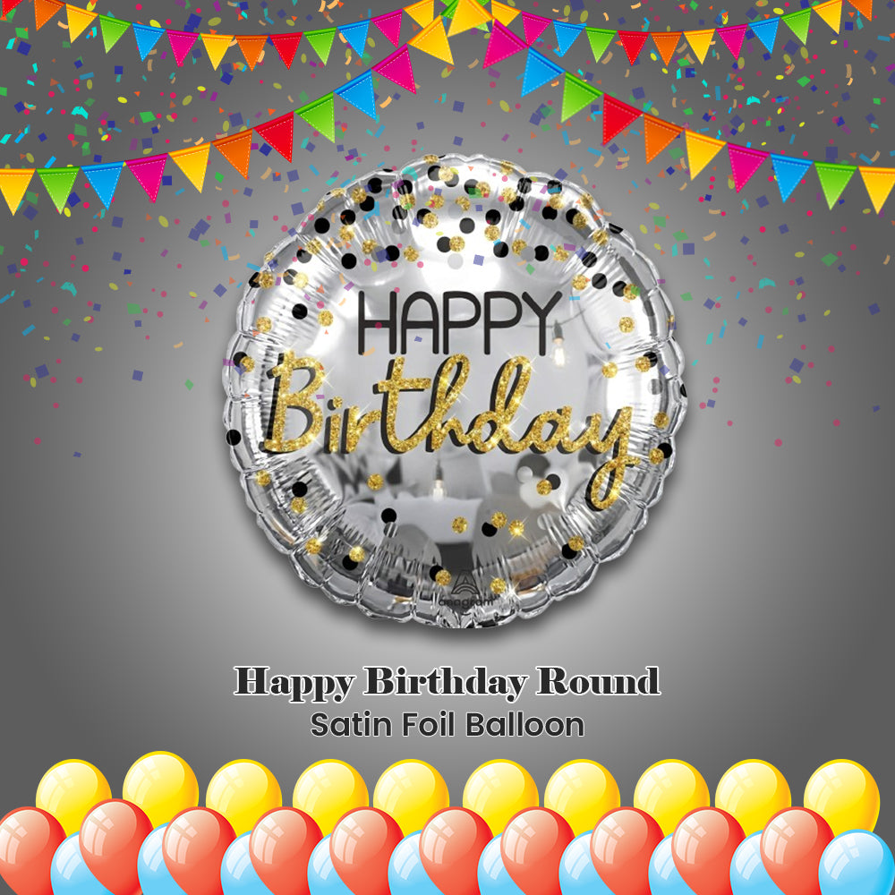 Happy Birthday Round Satin Foil Balloon 28-in