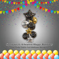 Sparkling Celebration Happy Birthday Star/Orbz Satin Foil Balloon Bouquet 8-pk