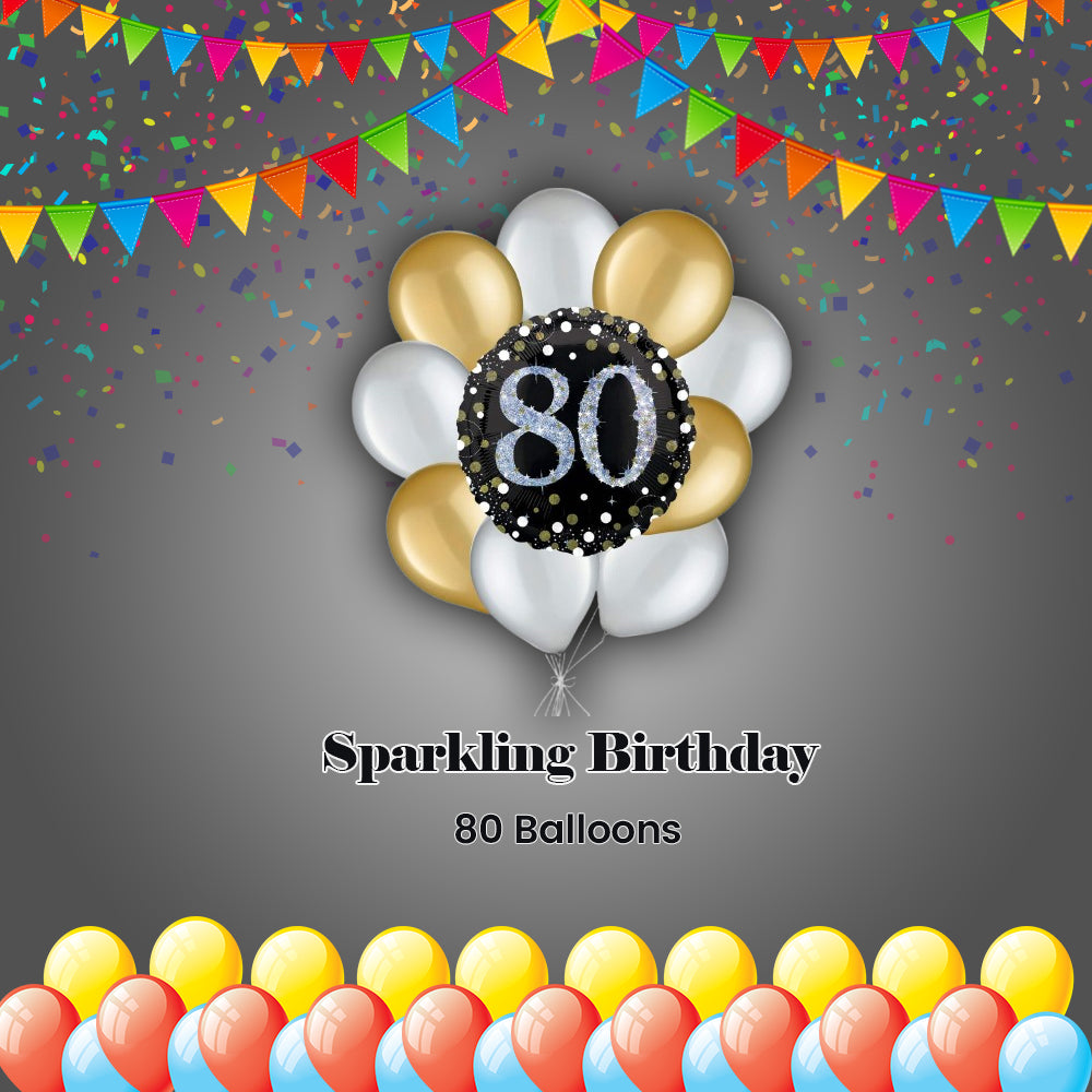 80 Sparkling Birthday Balloon Bouquet with Latex Balloons 10-pk