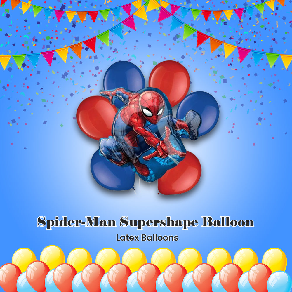 Spider-Man Supershape Balloon Bouquet with Latex Balloons 7-pk