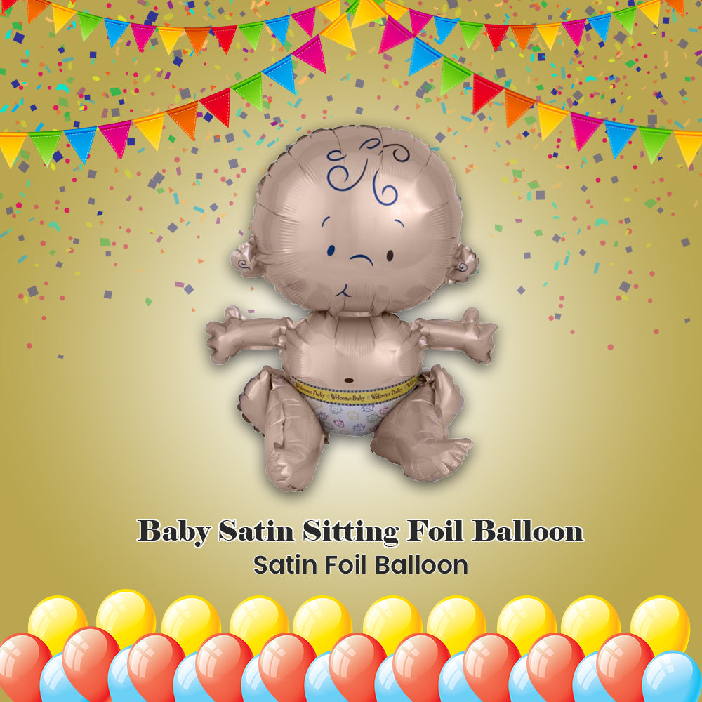 Baby Satin Sitting Foil Balloon 15-in