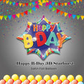 Happy B-Day 3D Starburst Satin Foil Balloon 35-in