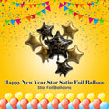Happy New Year Star Satin Foil Balloon Bouquet with Star Foil Balloons 7-pk