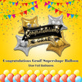 Congratulations Grad! Supershape Balloon Bouquet with Star Foil Balloons 5-pk