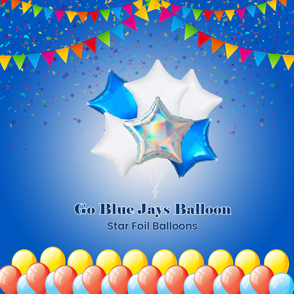 Go Blue Jays! Balloon Bouquet with Star Foil Balloons 6-pk