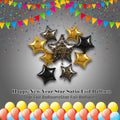 Happy New Year Star Satin Foil Balloon Bouquet with Star Foil Balloons 9-pk