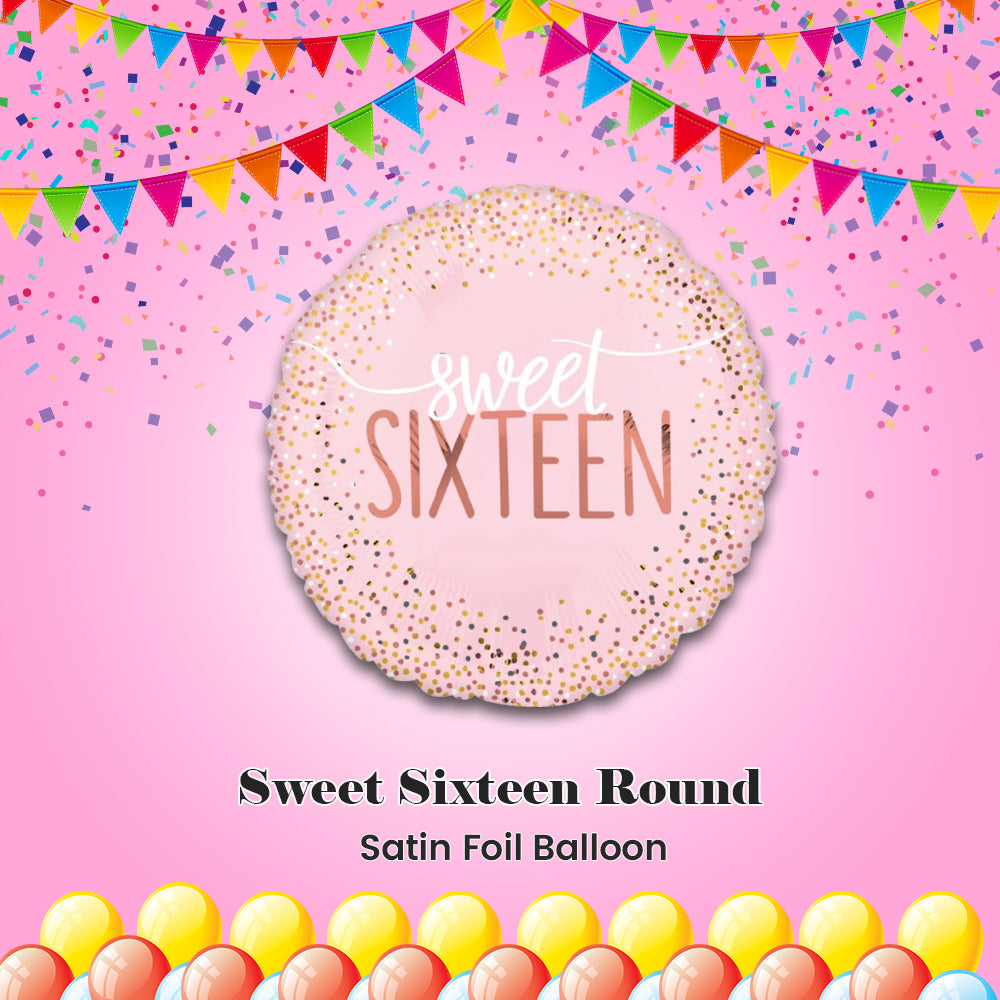 Sweet Sixteen Round Satin Foil Balloon 17-in