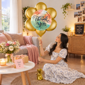 Thank You Round Satin Foil Balloon Bouquet with Latex Balloons 7-pk