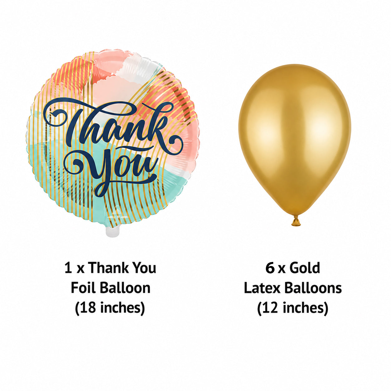 Thank You Round Satin Foil Balloon Bouquet with Latex Balloons 7-pk
