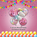 Unicorn Round Satin Foil Balloon Bouquet 5-pk