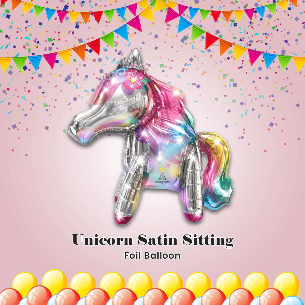Unicorn Satin Sitting Foil Balloon 25-in