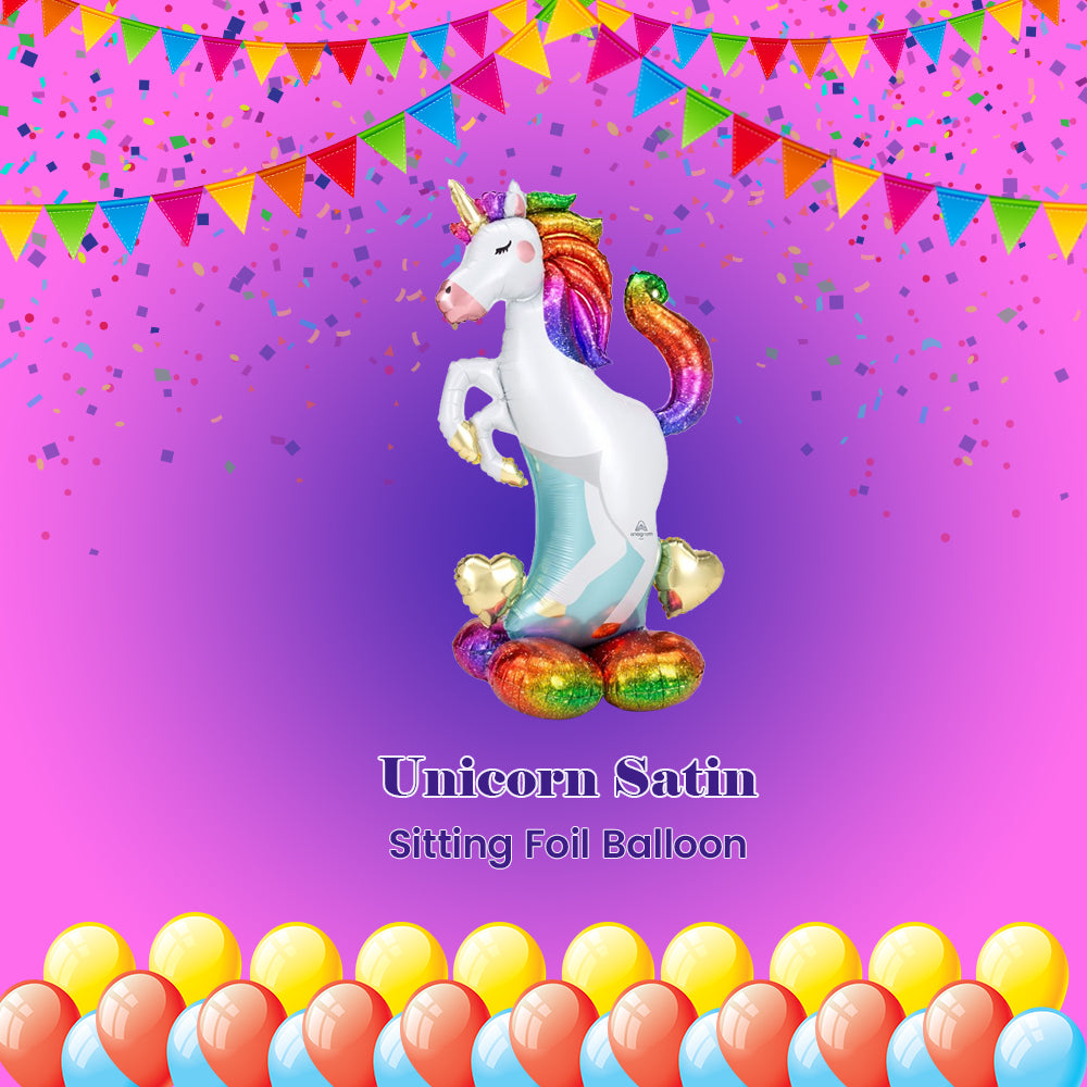 Unicorn Satin Sitting Foil Balloon 55-in