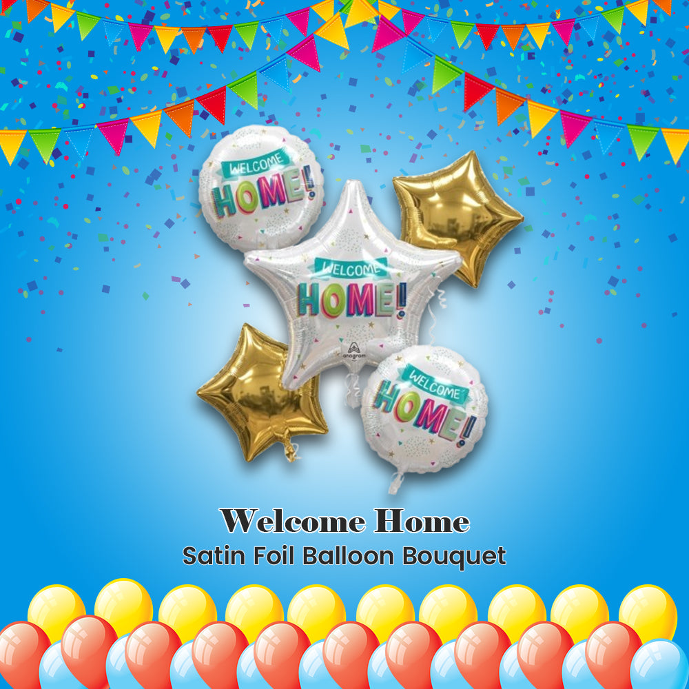 Welcome Home Satin Foil Balloon Bouquet 5-pk