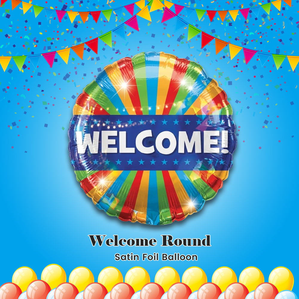 Welcome Round Satin Foil Balloon 17-in