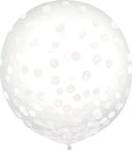 Round Transparent Confetti Latex White Balloons 24-in 2-pk