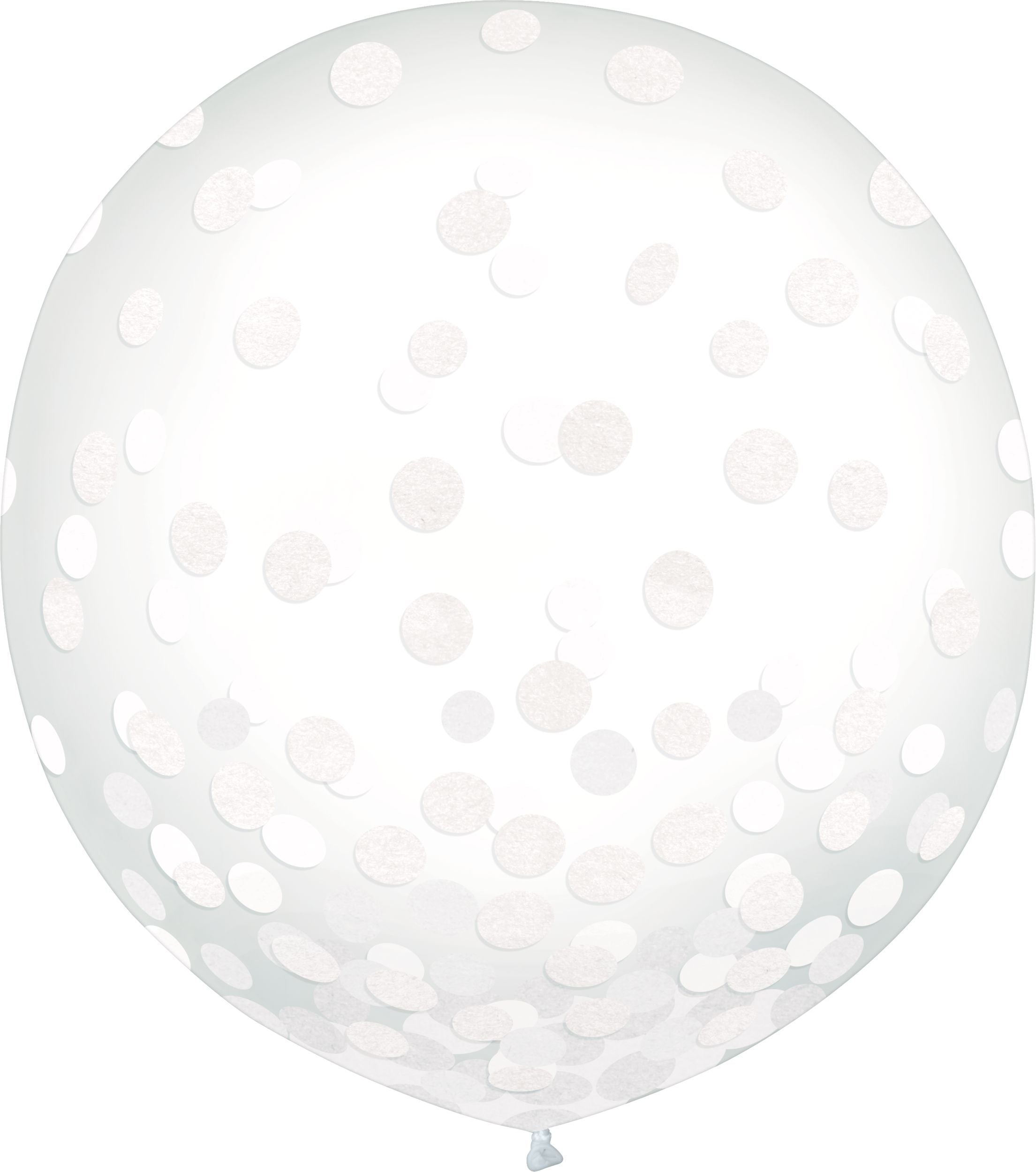 Round Transparent Confetti Latex White Balloons 24-in 2-pk