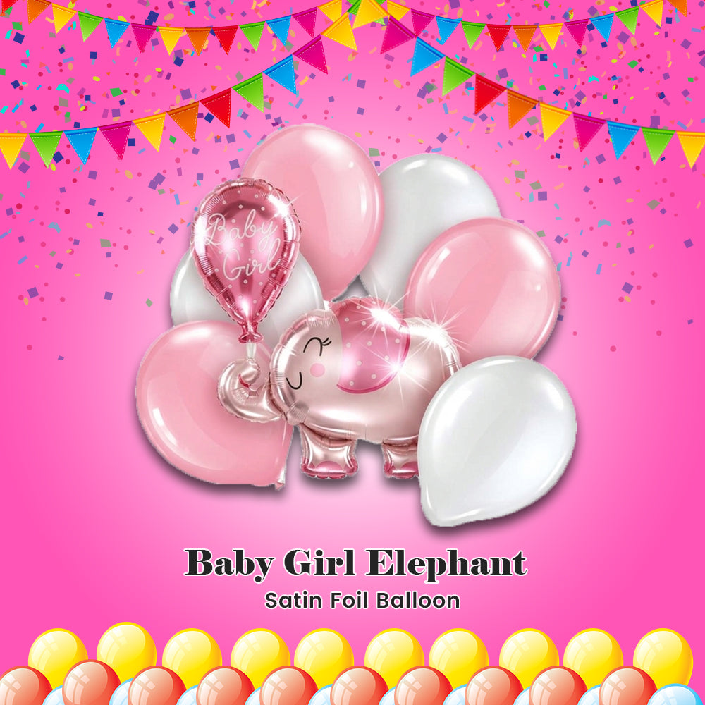 Baby Girl Elephant Satin Foil Balloon 31-in