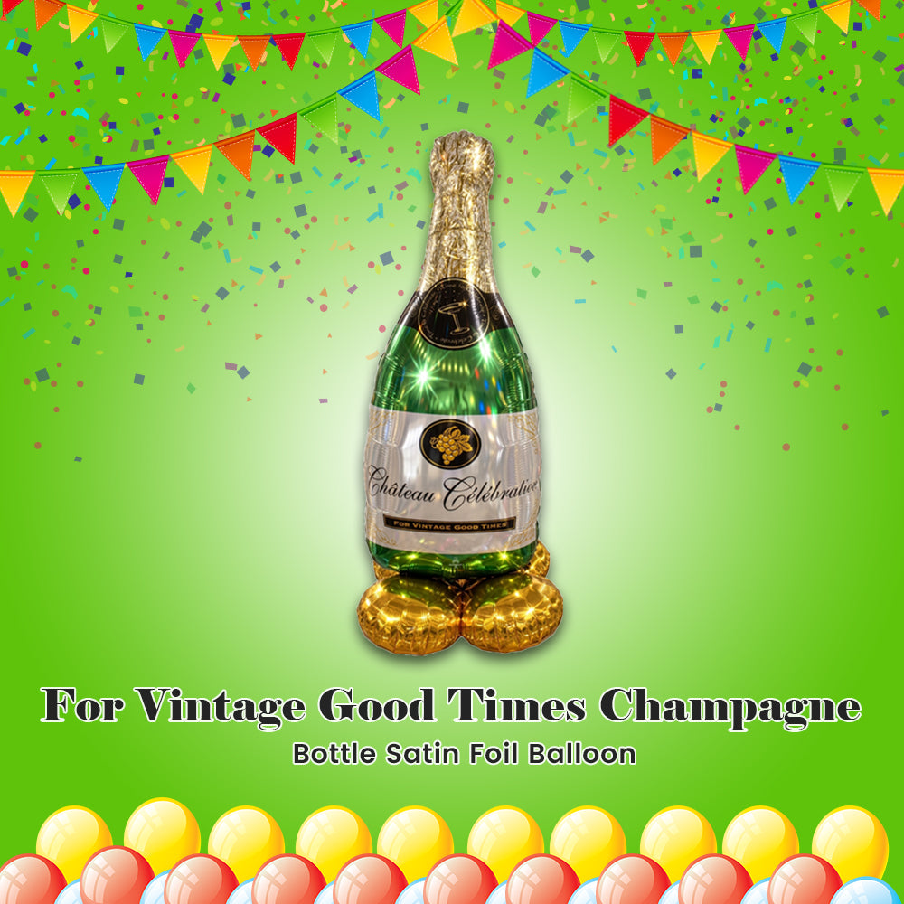 For Vintage Good Times Champagne Bottle Satin Foil Balloon 60-in