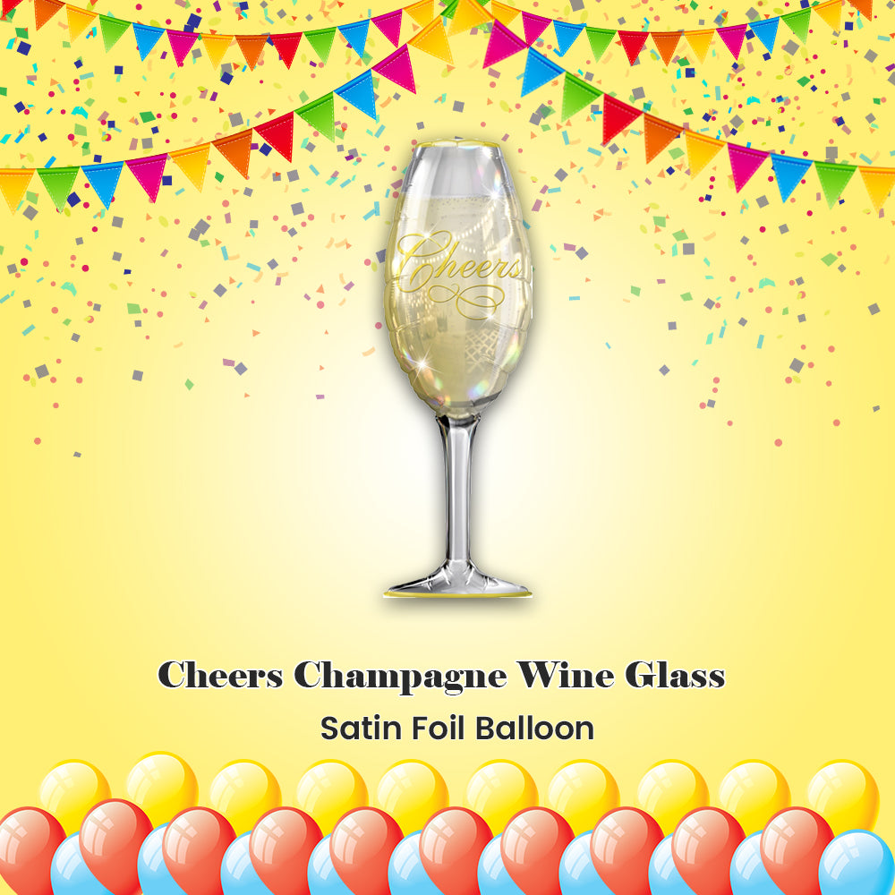 Cheers Champagne Wine Glass Satin Foil Balloon 38-in